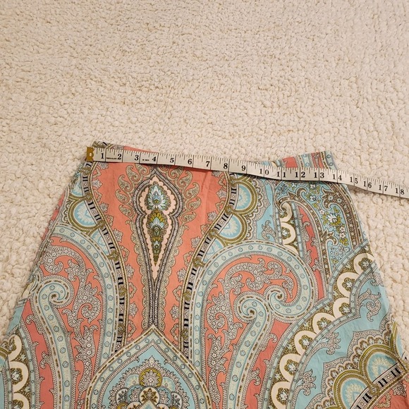 Tlrina Turk paisley floral teal and peach pencil skirt size 4 - Picture 8 of 12